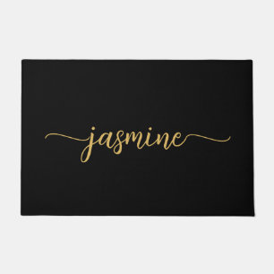 Einfaches schwarzes Gold-Monogramm Namensschriftzu Fußmatte