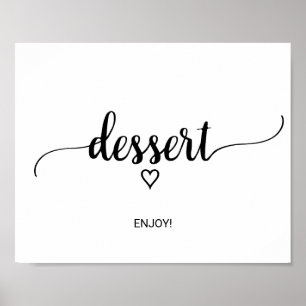 Einfaches schwarzes Kalligrafie-Dessert-Schild Poster