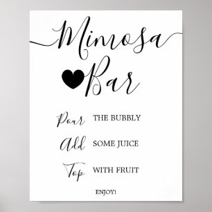 Einfaches schwarzes Kalligrafie-Mimosas-Bar-Schild Poster