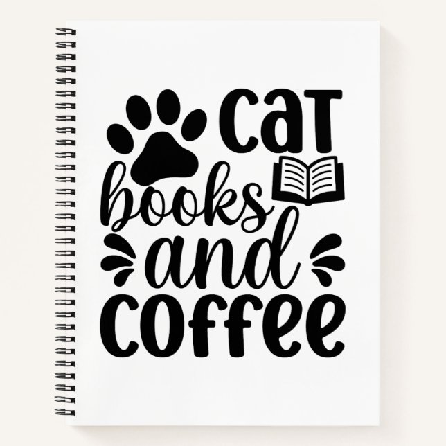 Einfaches schwarzes "Katzen Bücher und Kaffee" Lie (Vorderseite)
