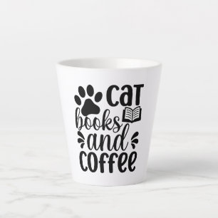 Einfaches schwarzes "Katzen Bücher und Kaffee" Lie Milchtasse