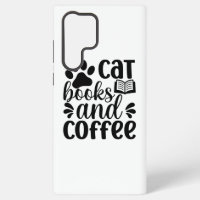 Einfaches schwarzes "Katzen Bücher und Kaffee" Lie