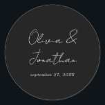 Einfaches Schwarzes Krawatte-Skript Runder Aufkleber<br><div class="desc">Einfache Schwarze Krawatte Script für die Hochzeit klassischer Rundsticker</div>