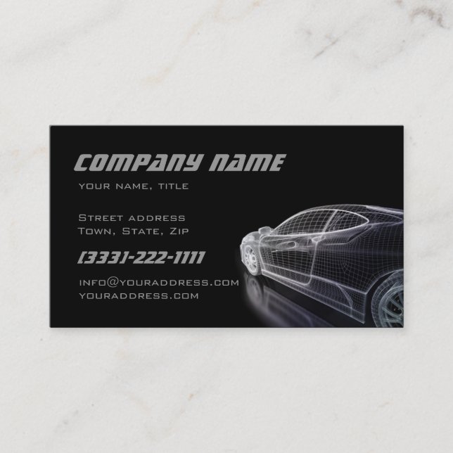 Einfaches schwarzes Modell einer Car Business Card Visitenkarte (Vorderseite)
