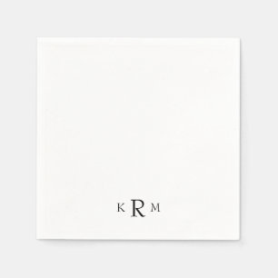 Einfaches schwarzes Monogramm-Cocktail II Serviette