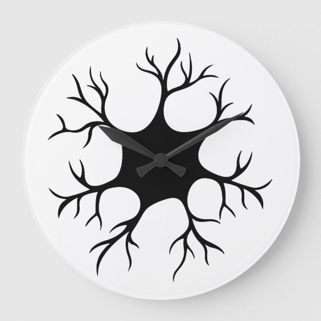 Einfaches Schwarzes Neurondesign Große Wanduhr (Vorderseite)
