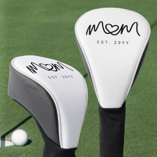 Einfaches schwarzes Schrift-Herz Est-Jahr Mutter g Golf Headcover