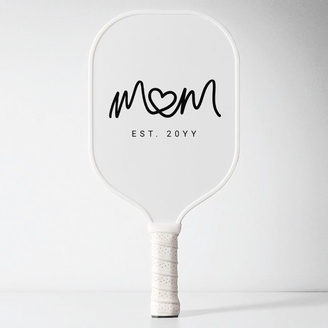 Einfaches schwarzes Schrift-Herz Neue Mama Gegründ Pickleball Schläger (Simple Black Script Heart New Mom Established Est Pickleball Paddle)
