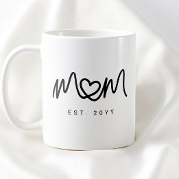 Einfaches Schwarzes Schrift Herz Neue Mom Gegründe Kaffeetasse