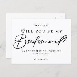 Einfaches schwarzes Script wird meine Bridesmaid s Postkarte