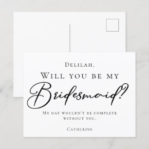 Einfaches schwarzes Script wird meine Bridesmaid s Postkarte
