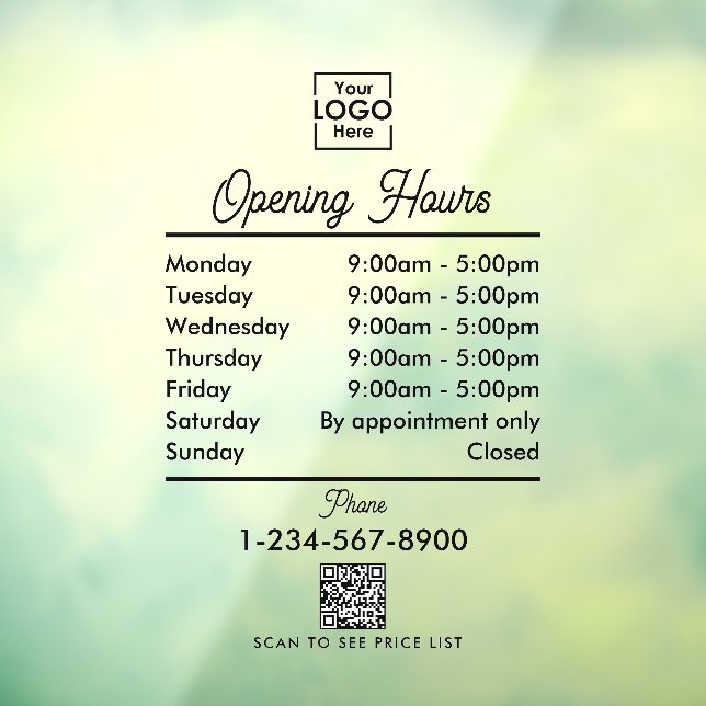 Einfaches Schwarzes Script zur Eröffnung von Gesch Fensteraufkleber (Blatt 3)