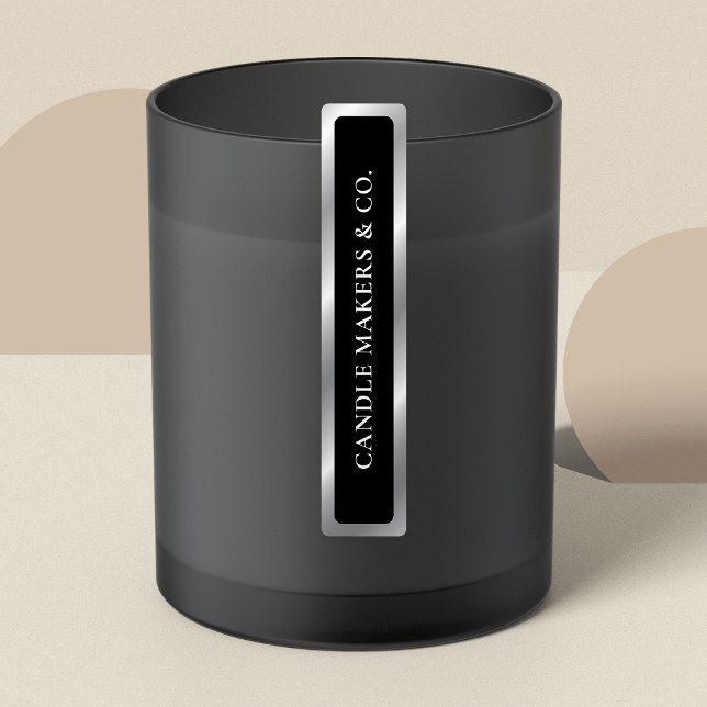 Einfaches schwarzes Silberstreifen-Schutzschild fü Etiketten (Black and faux silver effect thin product labels, extra strong tamper-proof stickers)