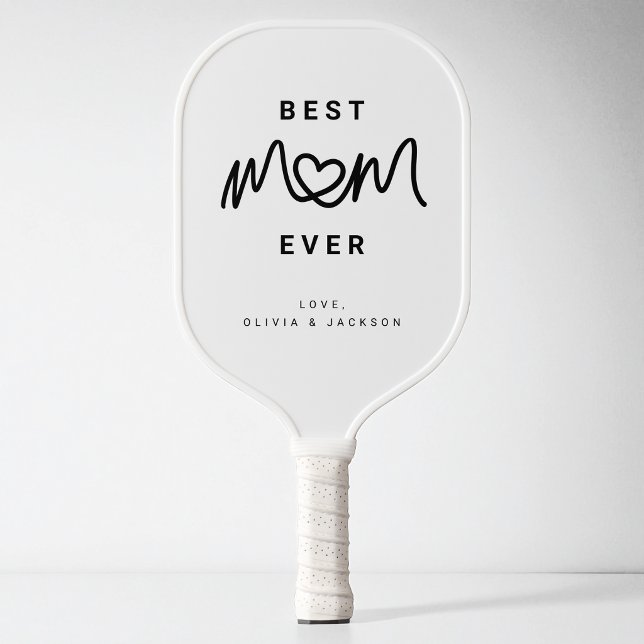 Einfaches Schwarzes Skript Herz Modern Beste Mutte Pickleball Schläger (Simple Black Script Heart Modern Best Mom Ever Pickleball Paddle)