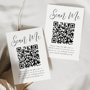 Einfaches Schwarzes Skript QR Code Hochzeit RSVP Begleitkarte