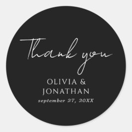 Einfaches Schwarzes Skript Vielen Dank für Ihr Int Runder Aufkleber