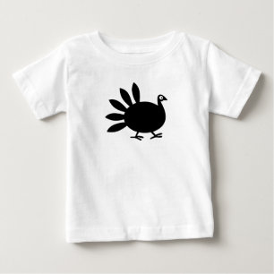 Einfaches schwarzes Truthahn Thanksgiving Design Baby T-shirt