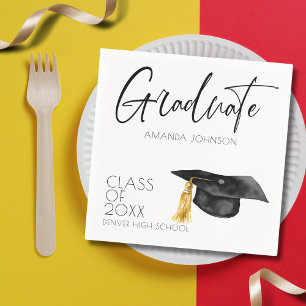 Einfaches Schwarzes Typografie-Graduate-Abschluss Serviette