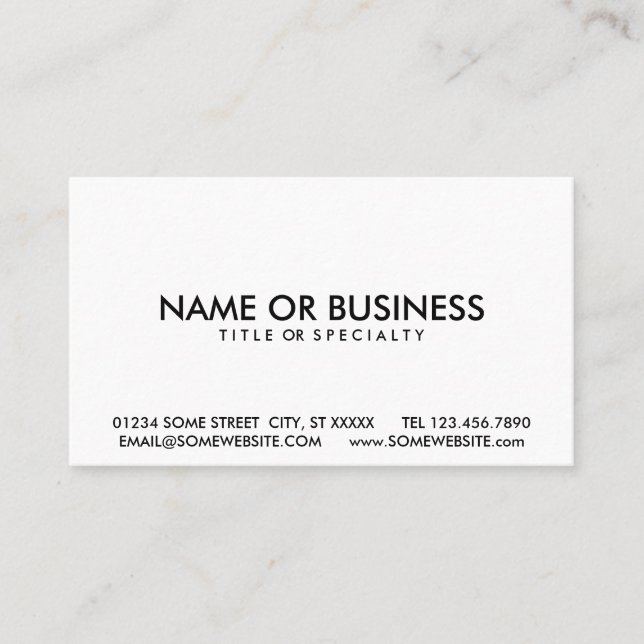 einfaches Schwarzes u. Weiß Visitenkarte (Vorderseite)