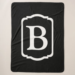 Einfaches schwarzes und weißes gerahmtes Monogramm Sherpadecke
