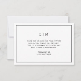 Einfaches Schwarzweiß-Weiß-Beerdigungs-Beileid Dankeskarte