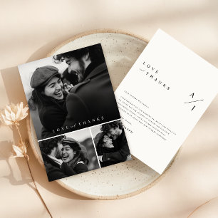 Einfaches Script 3 Foto Collage Wedding Dankeskarte