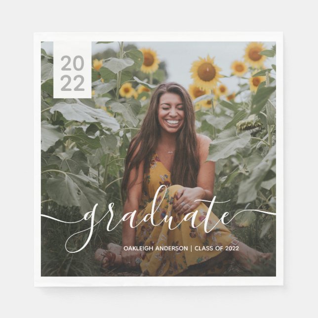 Einfaches Script-Abschluss-Foto Serviette (Vorderseite)