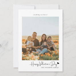 Einfaches Script Black Heart Valentine's Card Foto Einladung