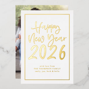 Einfaches Script Border Happy New Year 2025 Foto Folien Feiertagskarte