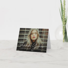 Einfaches Script-Foto-Abschluss Dankeskarte