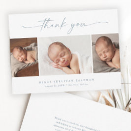 Einfaches Script Foto Collage Baby Dankeskarte