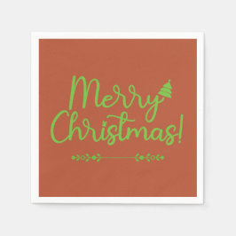 Einfaches Script frohe Weihnachten auf Red-Brown P Serviette