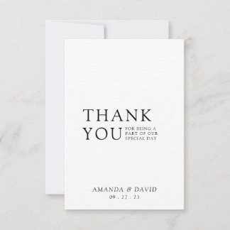 Einfaches Script Minimalistisch Wedding Foto Dankeskarte