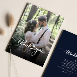 Einfaches Script mit Heart Wedding Foto Vielen Dan Mitteilungskarte