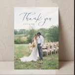 Einfaches Script Modernes Hochzeitsstift Blau (Fot Dankeskarte<br><div class="desc">Einfache Script Modern Wedding Foto Danke Karte</div>