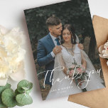 Einfaches Script-Modernes Hochzeitsstipendium - Fo Dankeskarte<br><div class="desc">Einfache Script Modern Wedding Foto Danke Karte</div>