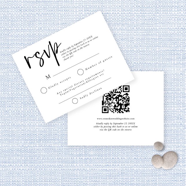 Einfaches Script QR Code für Hochzeitreaktion UAWG RSVP Karte (Von Creator hochgeladen)