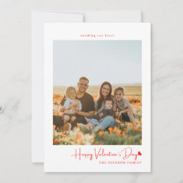 Einfaches Script Red Heart Valentine's Card Foto Einladung