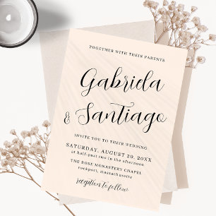 Einfaches Script Rosa und Weiße Hochzeit Einladung