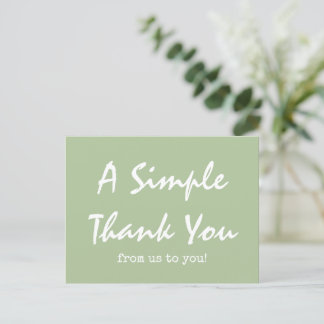 Einfaches Script Sage Green Business Vielen Dank Postkarte
