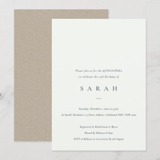 Einfaches Script Schwarz-weiß Quinceañera Einladun Dankeskarte