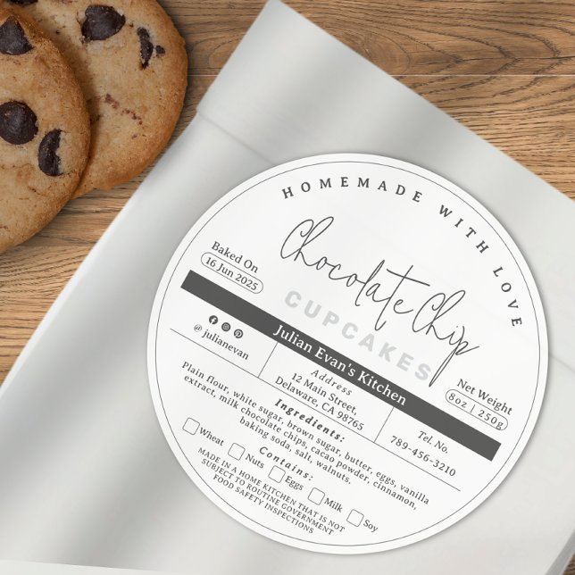 Einfaches, selbstgebackenes Etikett für das Lebens Runder Aufkleber (Simple Clean Homemade Cottage Food Law Label)