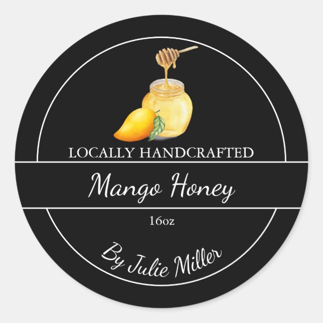 Einfaches selbstgemachtes Mango-Infusions-Honigeti Runder Aufkleber (Vorderseite)