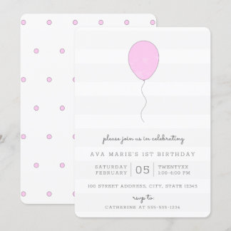 Einfaches Shabby Chic Lila Ballon Geburtstag Einladung