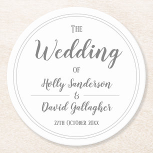 Einfaches Silber-Grau- und Weiß-Design Runder Pappuntersetzer