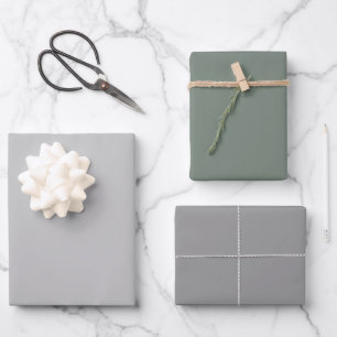 Einfaches Silber Rauch Spanisch Grau Schattierunge Geschenkpapier Set