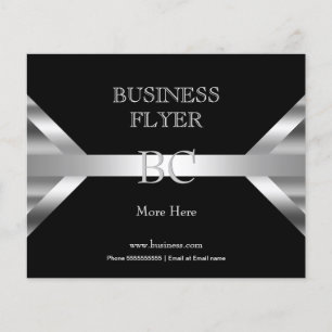 Einfaches Silber Schwarzes Weißes Monogramm 4D2 Flyer