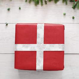 Einfaches Silver Elegantes Winterschneeflockenmust Satinband