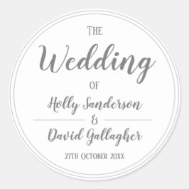 Einfaches Silver Grau & White Design Runder Aufkleber