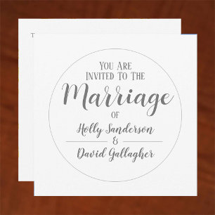 Einfaches Silver Gray & White Wedding Day Einladung